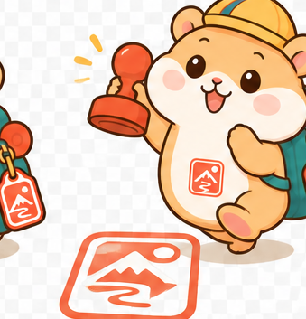囤囤举着印章跳起来盖章